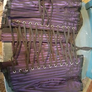 Purple striped steel boned corset